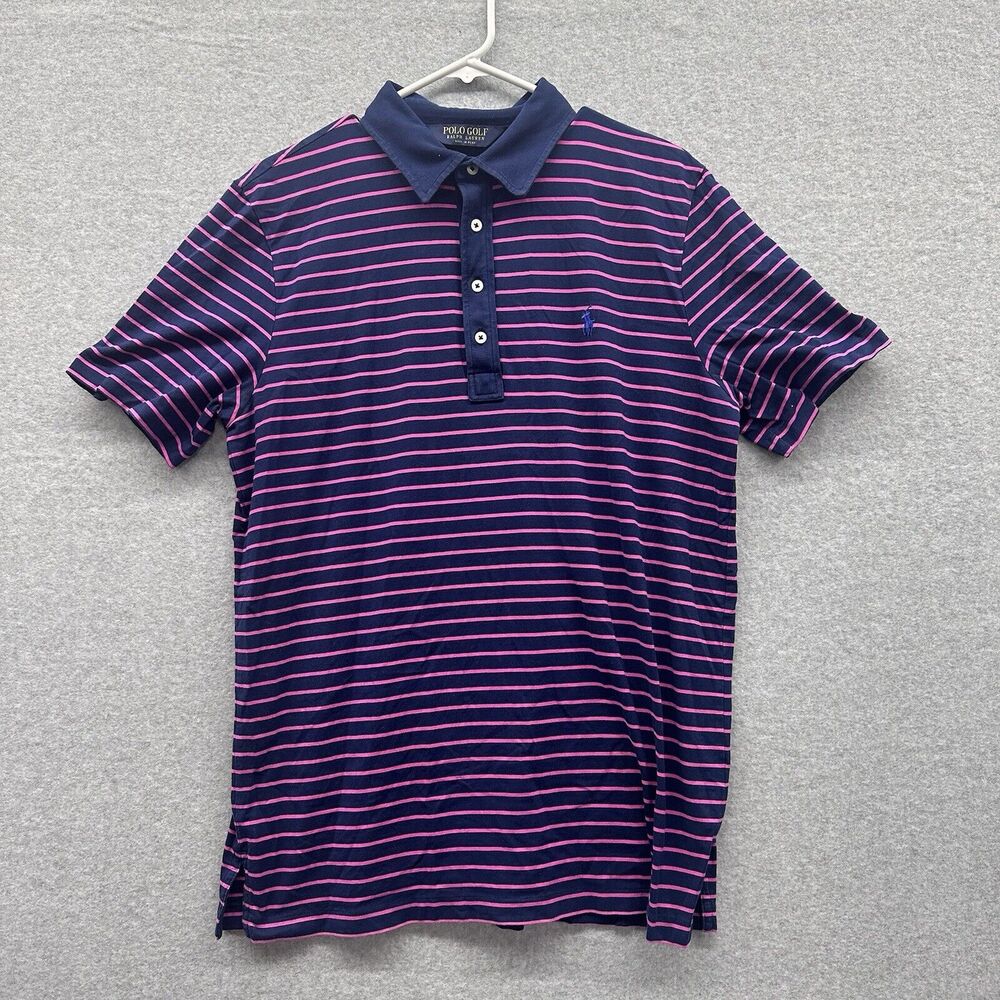 Polo Golf Ralph Lauren Shirt Mens Size Large Pro Fit Navy Purple Stripe L